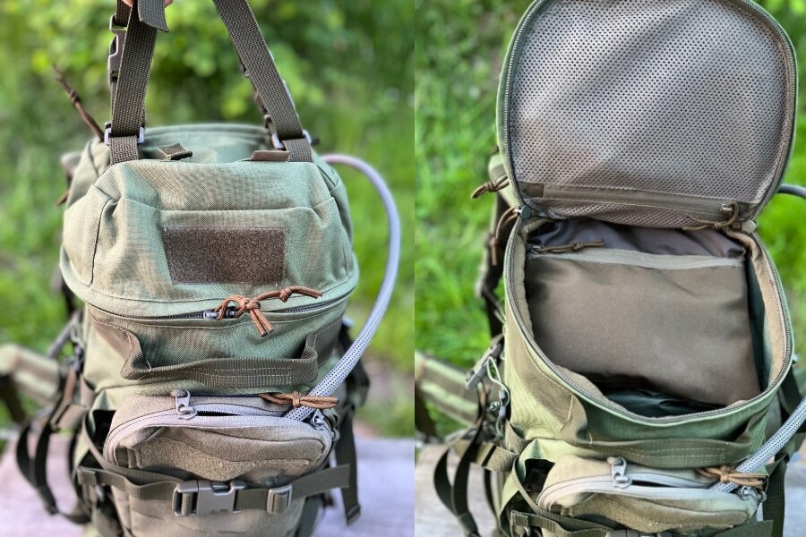 Oberes Fach des Crafter-Rucksacks - zwei Ansichten