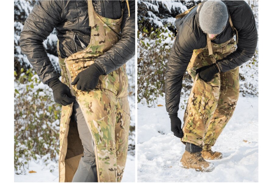 Hose Sleeka Reversible Salopettes Snugpak – Full Leg Zip. Öffnen des oberen und unteren Teils des Seitenreißverschlusses. Quelle: L.G. (Autor)