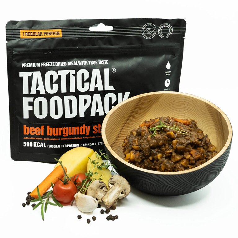 Dehydrierte Nahrung Rindergulasch nach Burgunder Art Tactical Foodpack®