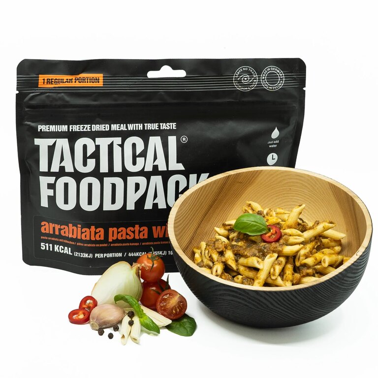 Dehydriertes Essen Pasta Arrabiata mit Hähnchenfleisch Tactical Foodpack®