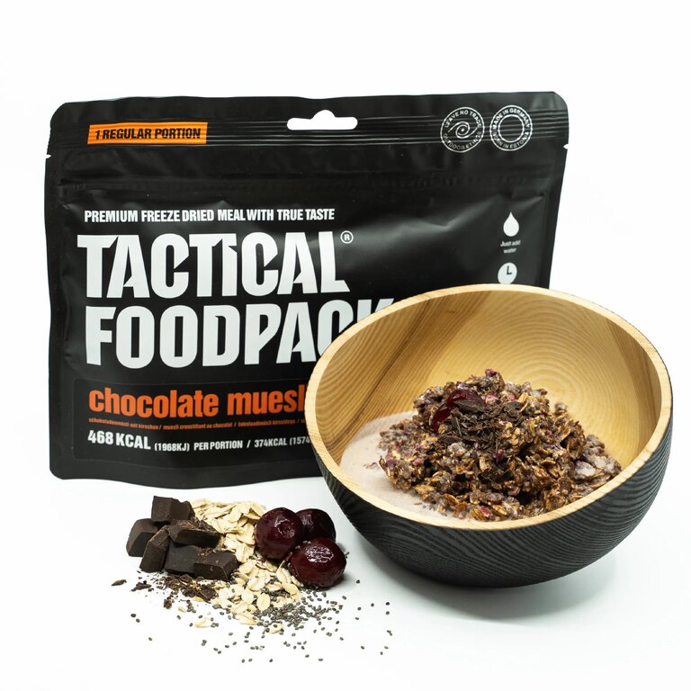 Dehydriertes Essen Schokoladen-Müsli mit Kirschen Tactical Foodpack®