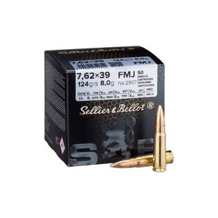 FMJ Sellier & Bellot® Munition / 7,62x39 / 8 g - 124 grs / 50 Stk