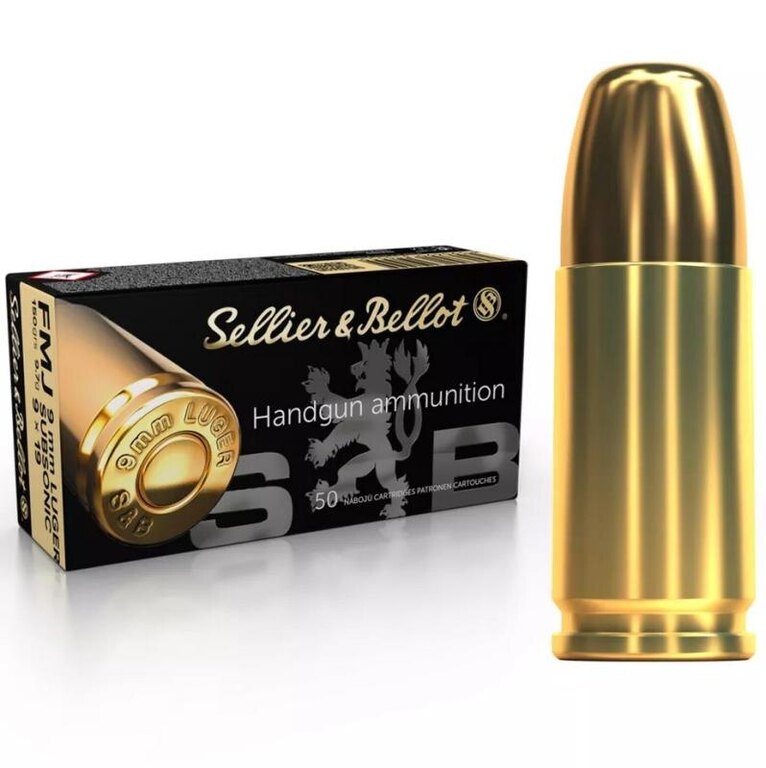 FMJ Sellier & Bellot® Munition / 9×19 mm Subsonic / 9,7 g - 150 grs / 50 Stück