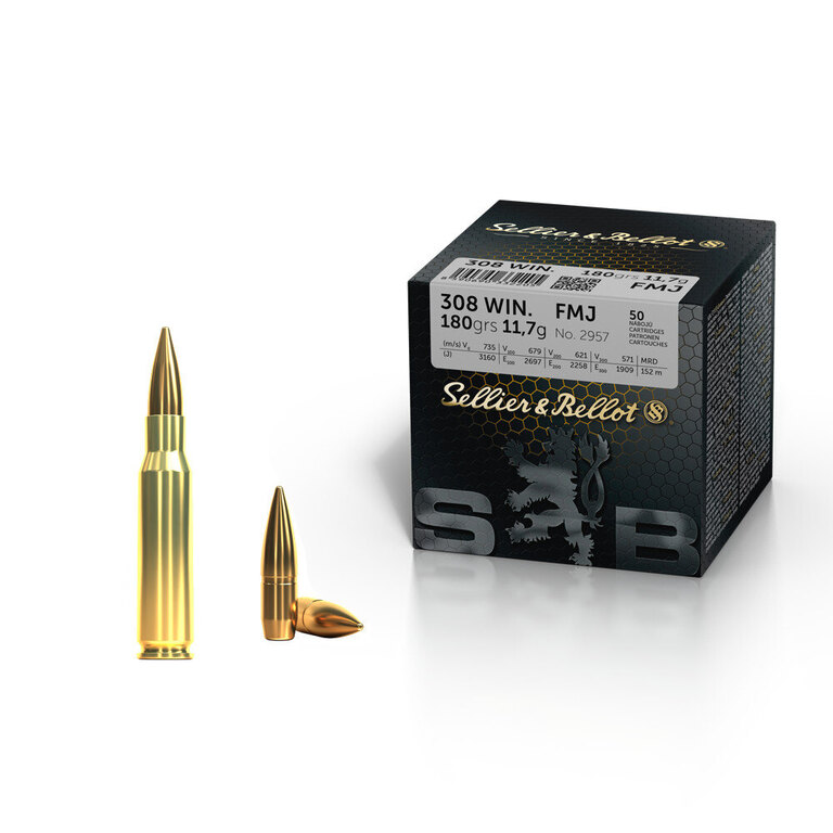 FMJ Sellier & Bellot® Patronen / 308. Win / 11,7 g - 180 grs / 50 Stück
