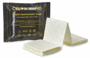 Hämostatische Gaze Celox Rapid CELOX Medical® / 7,6 cm x 1,5 m