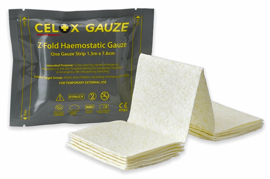 Hämostatische Gaze Celox Z CELOX Medical® / 7,6 cm x 1,5 m