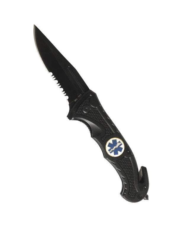 Klappmesser RESCUE Mil-Tec® mit Kombiklinge – schwarz