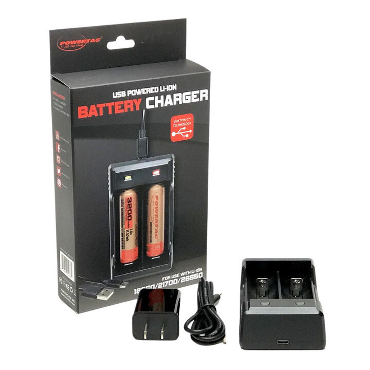 Ladegerät 18650 Dual Charger + Adapter PowerTac®