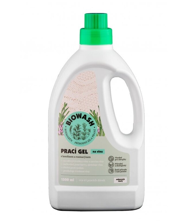 Ökologisches Waschgel für Wolle / Rosmarin und Lanolin BioWash®, 1,5 l