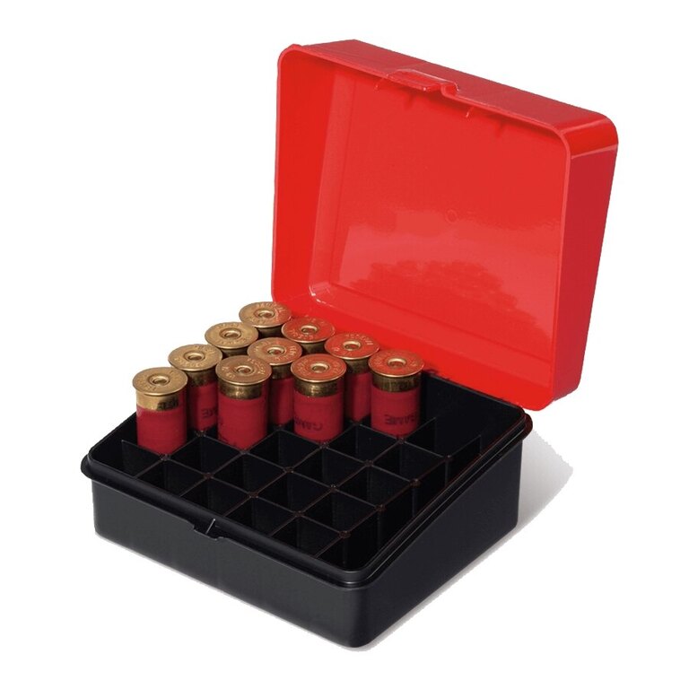 Schrotpatronenbox - 25 Stück Plano Molding® USA - Black/Red