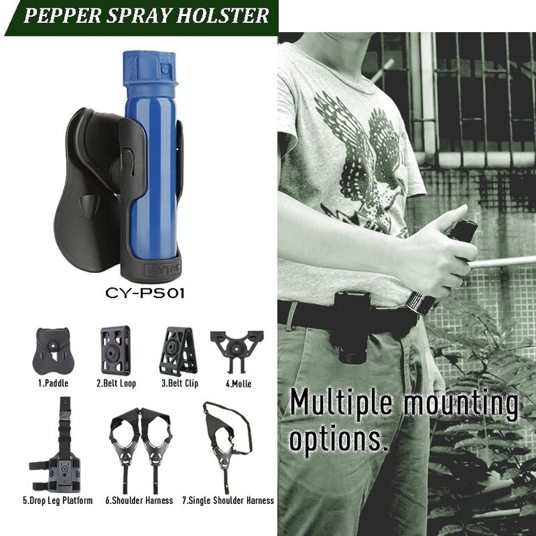 Taktische Halterung für Pfefferspray Cytac® 38 mm - schwarz